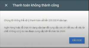Lỗi thanh toán của google ads